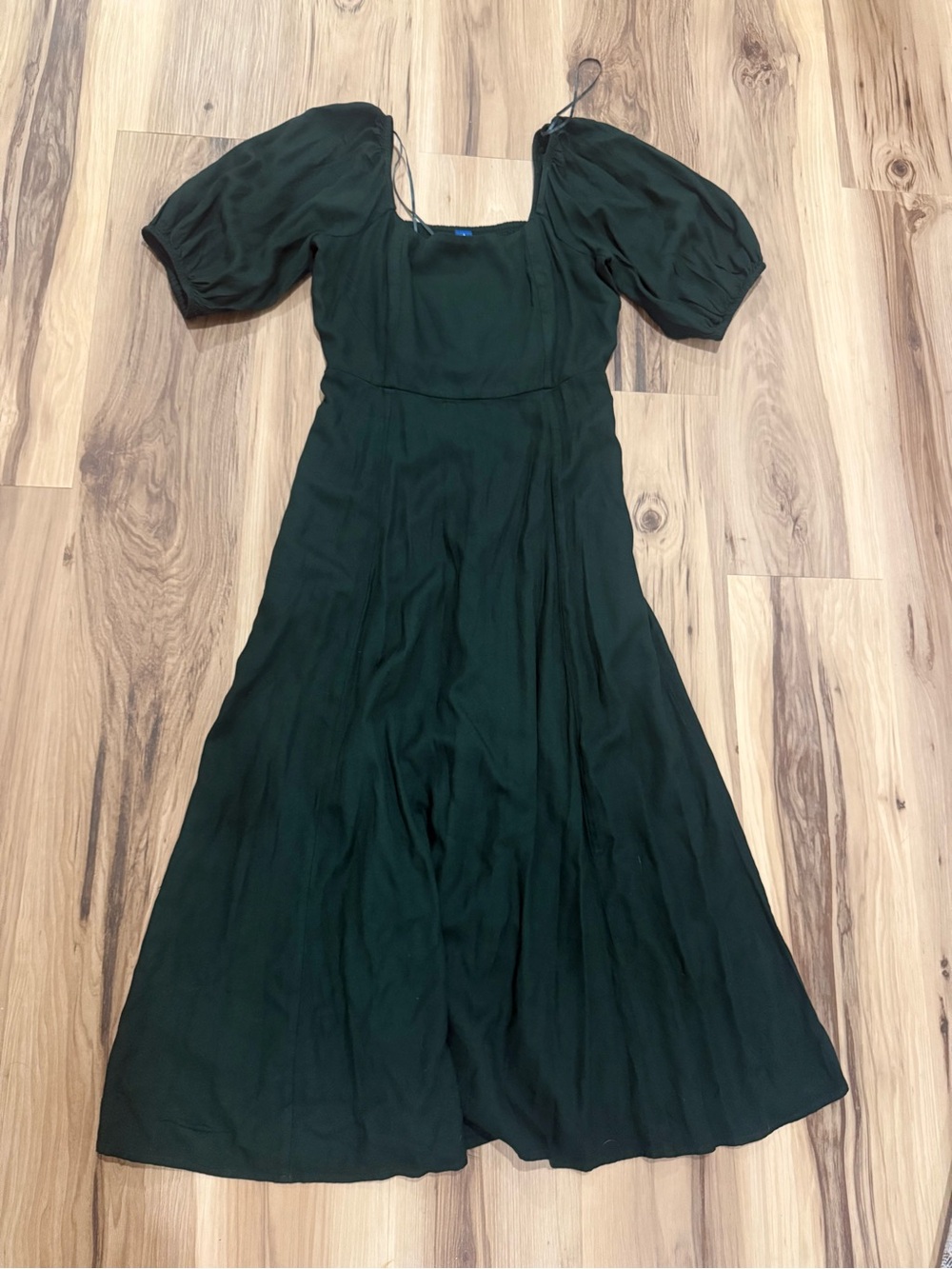 Old Navy Dark Green Puff Sleeve Midi Dress